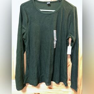 Old Navy Green Ribbed Long Sleeve Top